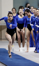 UK Gymnastics during a practice meet earlier in the semester. Courtesy of ukathletics.com.