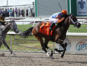 FairGrounds Oak winner Unlimmited Budget Photo courtesy of The Bloodhorse