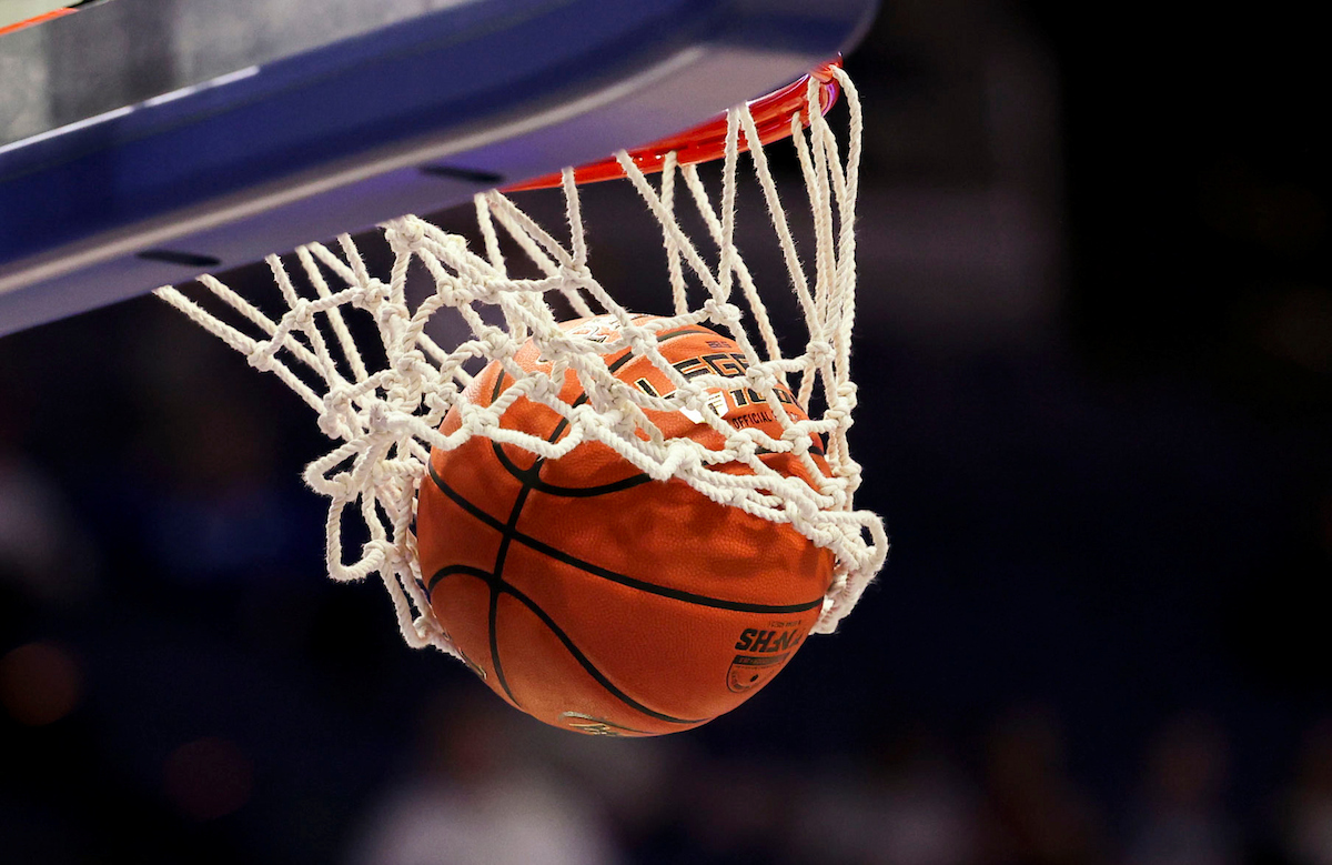 A basketball falls through the net for two points for Taylor County during the Clark’s Pump-N-Shop Girls’ Basketball Sweet 16 tournament as Notre Dame plays Taylor County at Rupp Arena on Friday, March 13, 2026, in Lexington, Ky. Photo by Laura Silva